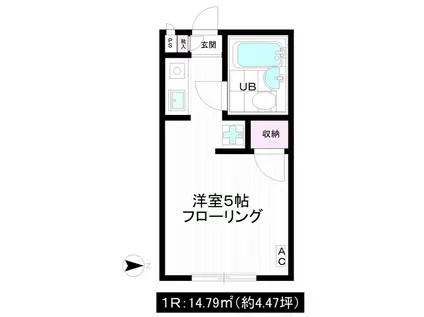 ユースガーデン武蔵野(1K/1階)の間取り写真