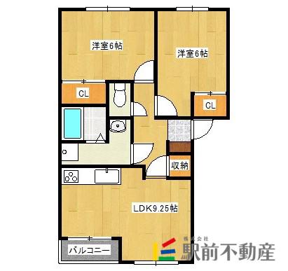 リバティII(2LDK/1階)の間取り写真