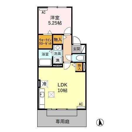 ベルドミール瑞穂 A(1LDK/1階)の間取り写真