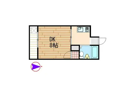 リベットハウス(1DK/2階)の間取り写真