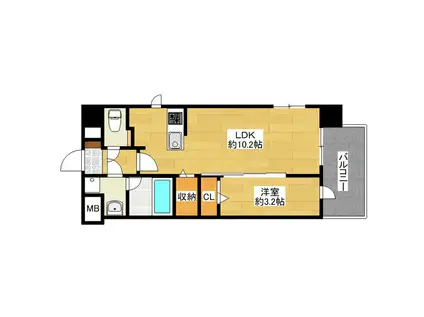 ルーグ箱崎(1LDK/7階)の間取り写真