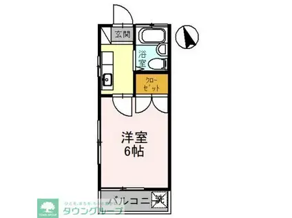 グレース蘭(ワンルーム/2階)の間取り写真