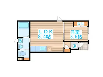 ヒールコートI(1LDK/1階)の間取り写真