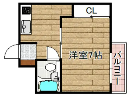 ジョイフルコーポ真上(1K/2階)の間取り写真