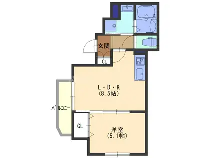 スリール明和I(1LDK/1階)の間取り写真
