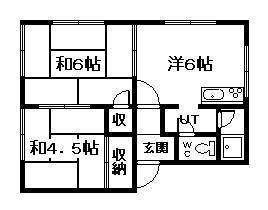 スターライト(2DK/3階)の間取り写真