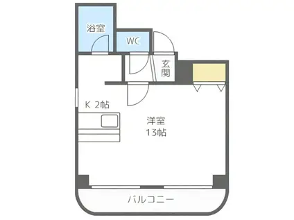 ファーストコートB(1K/4階)の間取り写真