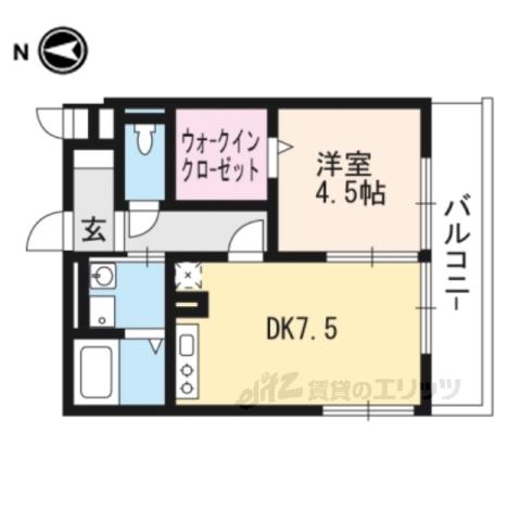 セヴェルSETAⅣ(1DK/3階)の間取り写真