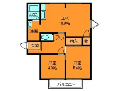 ピノハイツ BIS(2LDK/2階)の間取り写真
