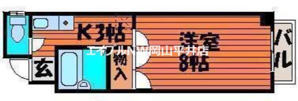YSハイツ21原尾島(1K/1階)の間取り写真
