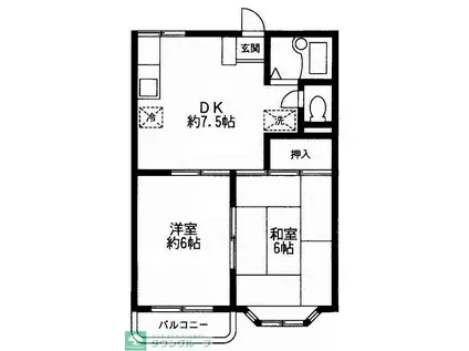 キャッスル古住(2DK/1階)の間取り写真