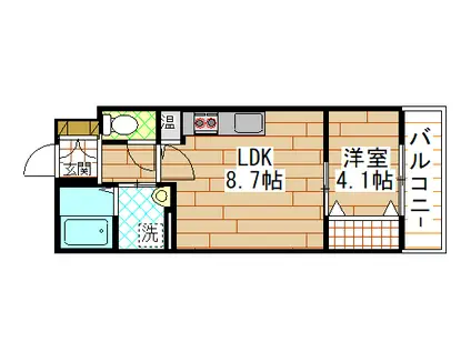 アート東大阪B(1LDK/1階)の間取り写真