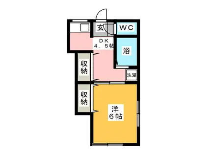 シーサイドフジ I(1DK/2階)の間取り写真