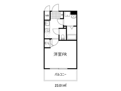 クオーレ神戸山手(1K/2階)の間取り写真