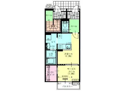 ハルII(1SK/1階)の間取り写真