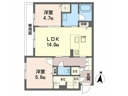 シャーメゾンカトレヤ(2LDK/1階)の間取り写真