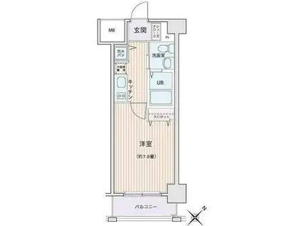HF門前仲町レジデンス(1K/5階)の間取り写真
