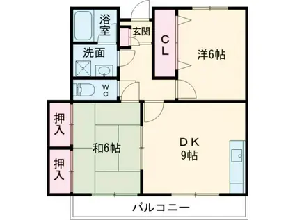 ディアコート(2DK/3階)の間取り写真