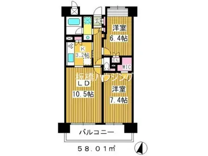 TRIADE(2LDK/6階)の間取り写真