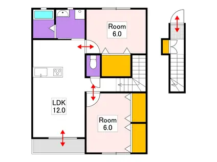 グランディール芳泉A棟(2LDK/2階)の間取り写真