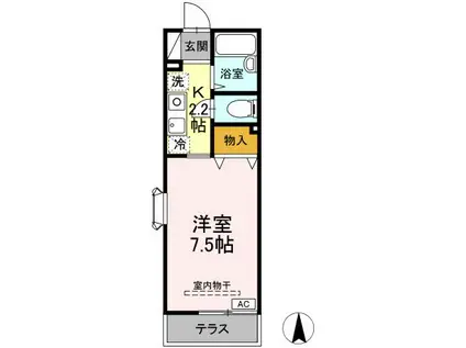 サウサリート芦花(1K/1階)の間取り写真