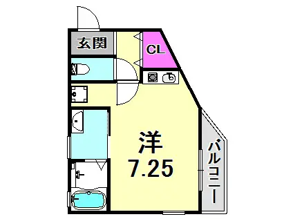 ERコート 楠町II(ワンルーム/2階)の間取り写真