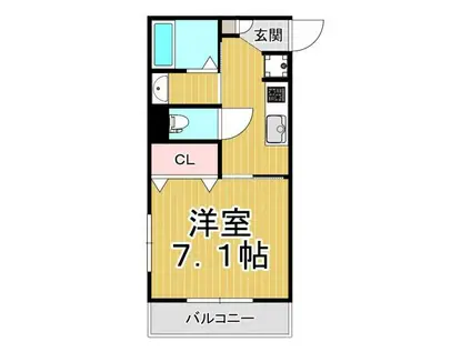 ムーラン・ルージュ下荒田(1K/2階)の間取り写真