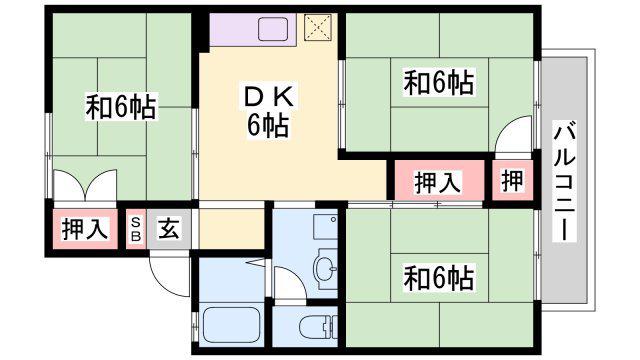 くすの木ハイツII(3DK/2階)の間取り写真