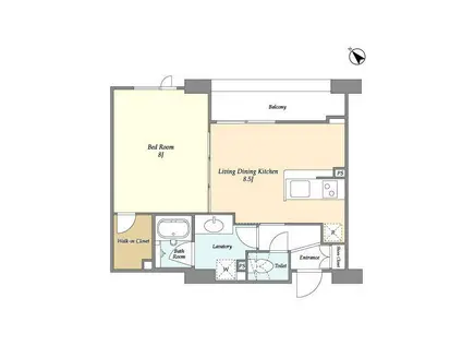 オーキッドレジデンス神楽坂(1LDK/1階)の間取り写真