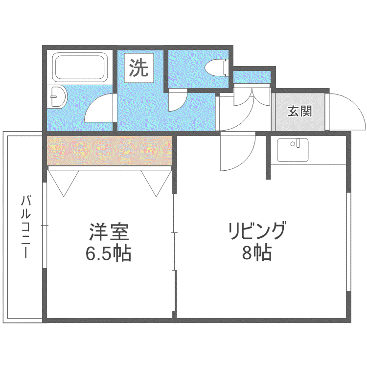 レイソル発寒(1DK/2階)の間取り写真
