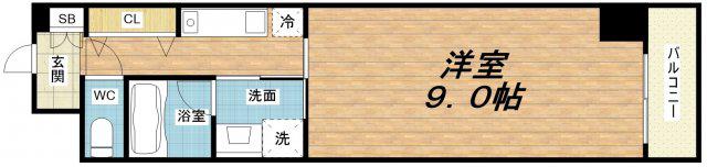 アリビオ夕陽丘(1K/2階)の間取り写真