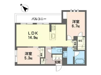 セレスティア ハザワ(2LDK/2階)の間取り写真