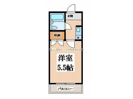 ラフィーネ小若江(1K/3階)の間取り写真