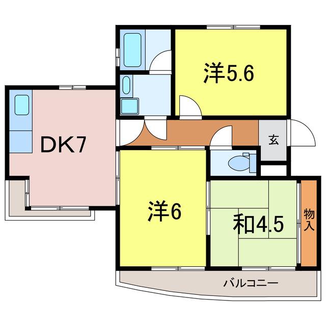 ニューあけぼのハイツ(3DK/3階)の間取り写真