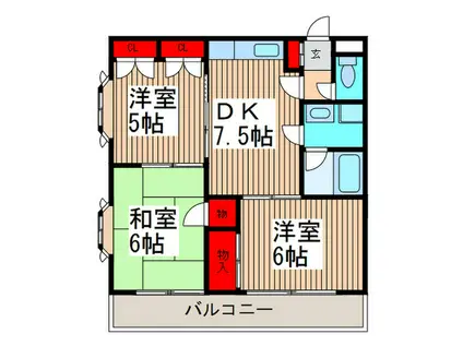 原第10マンション(3DK/3階)の間取り写真