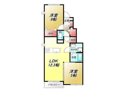 アムールコート(2LDK/1階)の間取り写真