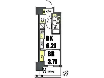 エル・セレーノ横浜関内プリマ(1DK/2階)の間取り写真