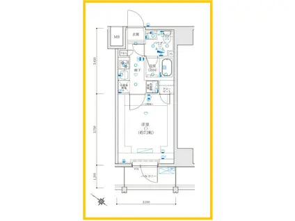 LEXE 横濱関内(1K/3階)の間取り写真