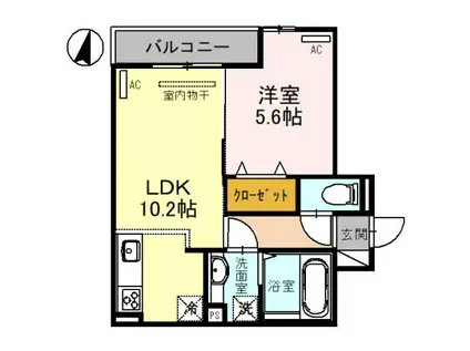 GLANSPICA(1LDK/2階)の間取り写真