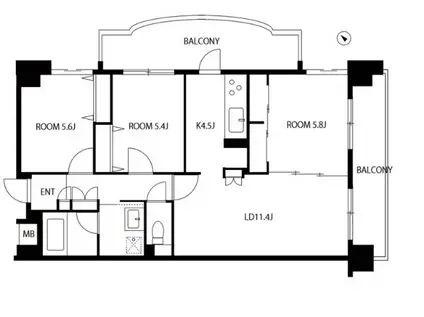 沙都和ビル(3LDK/12階)の間取り写真