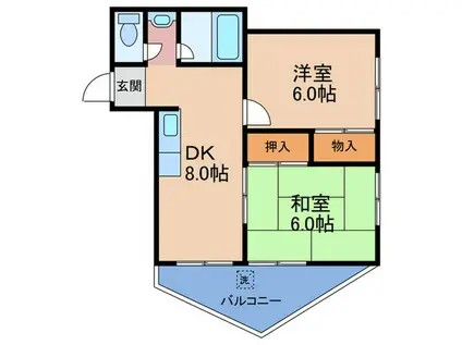 パインコート大淀(2DK/4階)の間取り写真
