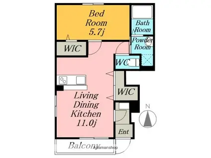 リバティープレイスIII(1LDK/1階)の間取り写真