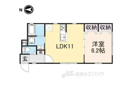 FELICITEノースHILLSBI(1LDK/1階)の間取り写真