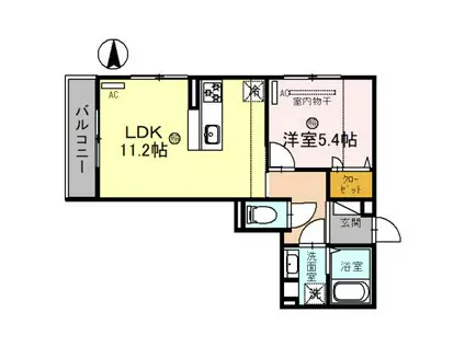 ソーリス・ルクス(1LDK/2階)の間取り写真