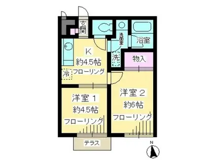 クレール桜ヶ丘(2K/1階)の間取り写真