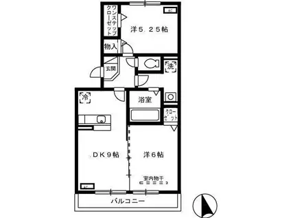 グランド・デューク(2DK/3階)の間取り写真