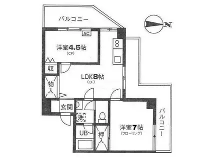 ホワイトプラザ藤田(2LDK/4階)の間取り写真