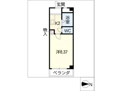 ヴィオレ山手(1K/2階)の間取り写真