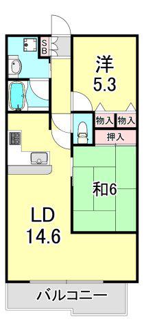 ルネ芦屋親王塚(2LDK/2階)の間取り写真