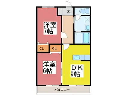 ウィズ・サンエファ(2DK/2階)の間取り写真